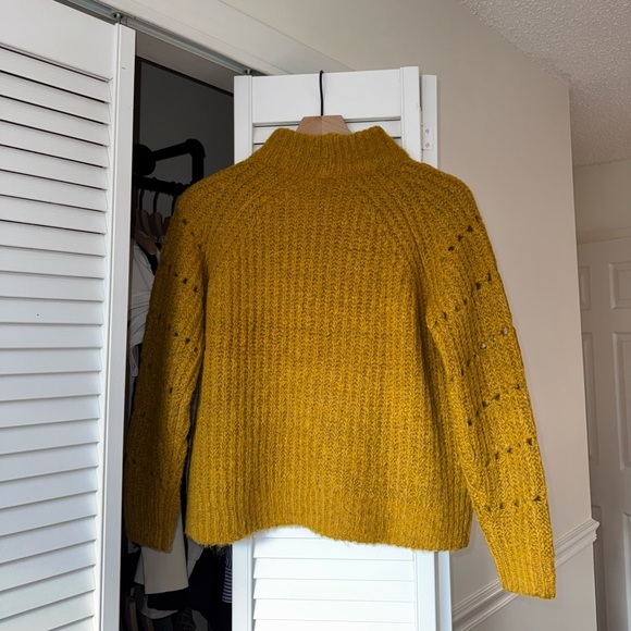 Madewell ‘Pointelle Mockneck Pullover Sweater’ in Mustard Yellow - Picture 5 of 6